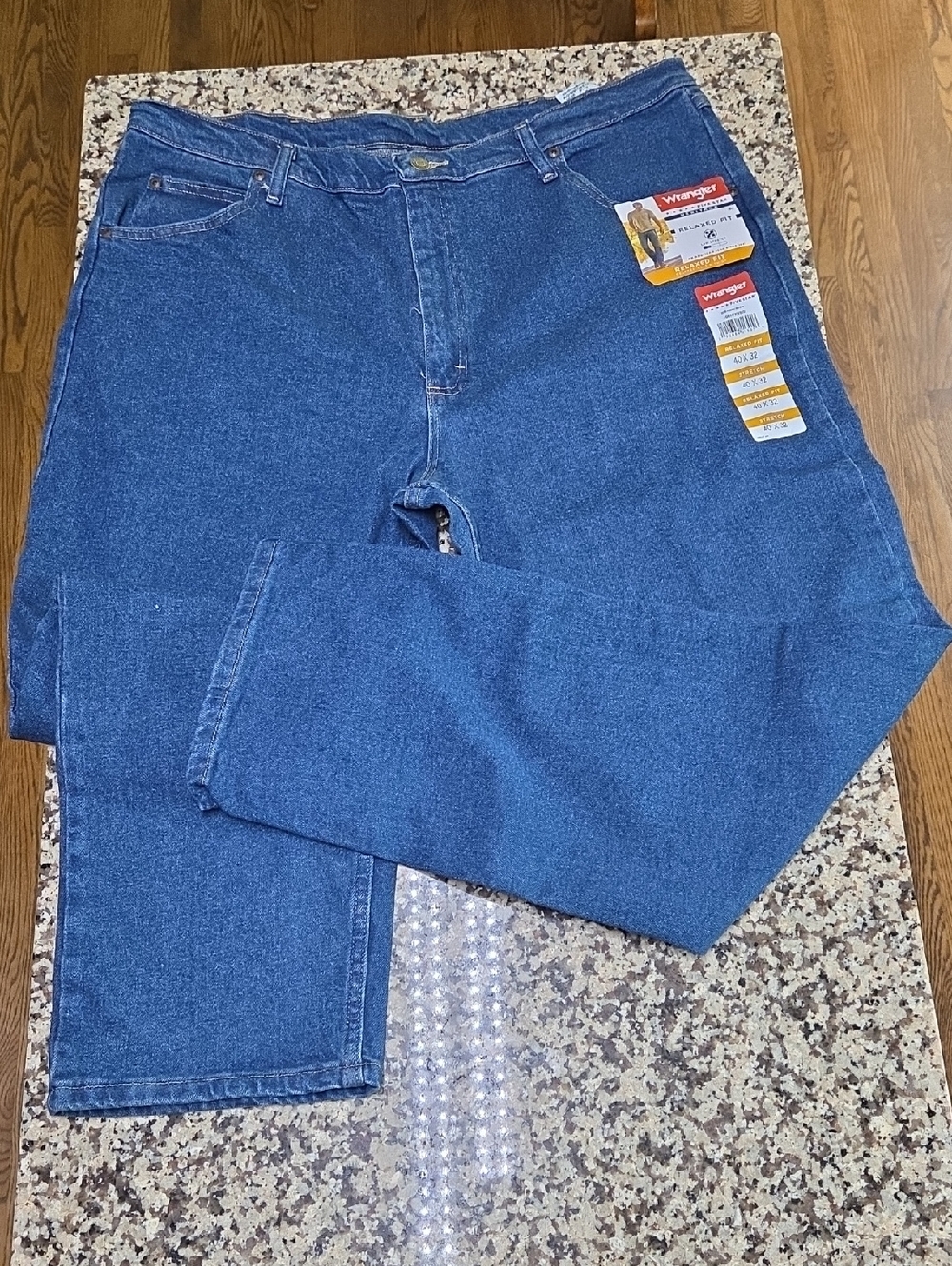 Wrangler Blue Straight-Leg Denim Jeans Relaxed Fit Mens 40×32